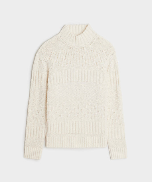 Todd Snyder Aran Funnel Neck Sweater - Bisque
