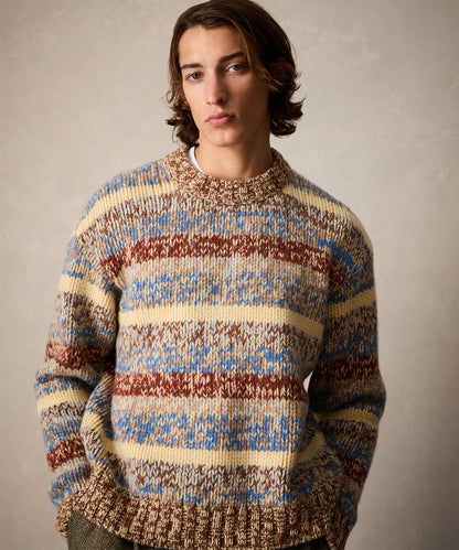 Todd Snyder Mouliné Striped Crewneck Sweater - Blue Toile