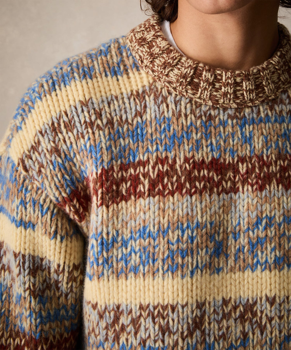 Todd Snyder Mouliné Striped Crewneck Sweater - Blue Toile