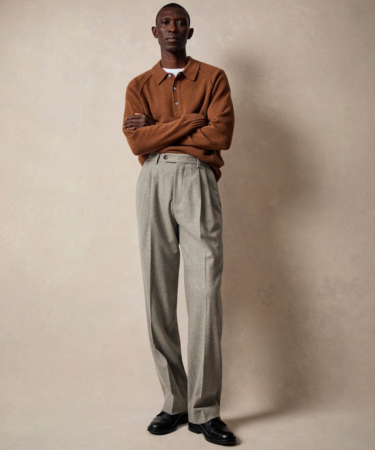 Todd Snyder Nomad Cashmere Sweater Polo - Pine Cone
