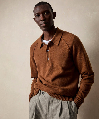 Todd Snyder Nomad Cashmere Sweater Polo - Pine Cone