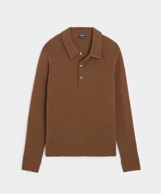 Todd Snyder Nomad Cashmere Sweater Polo - Pine Cone