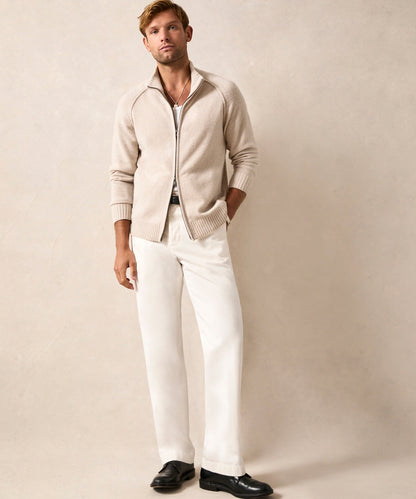 Todd Snyder Nomad Cashmere Full-Zip Sweater - Bisque