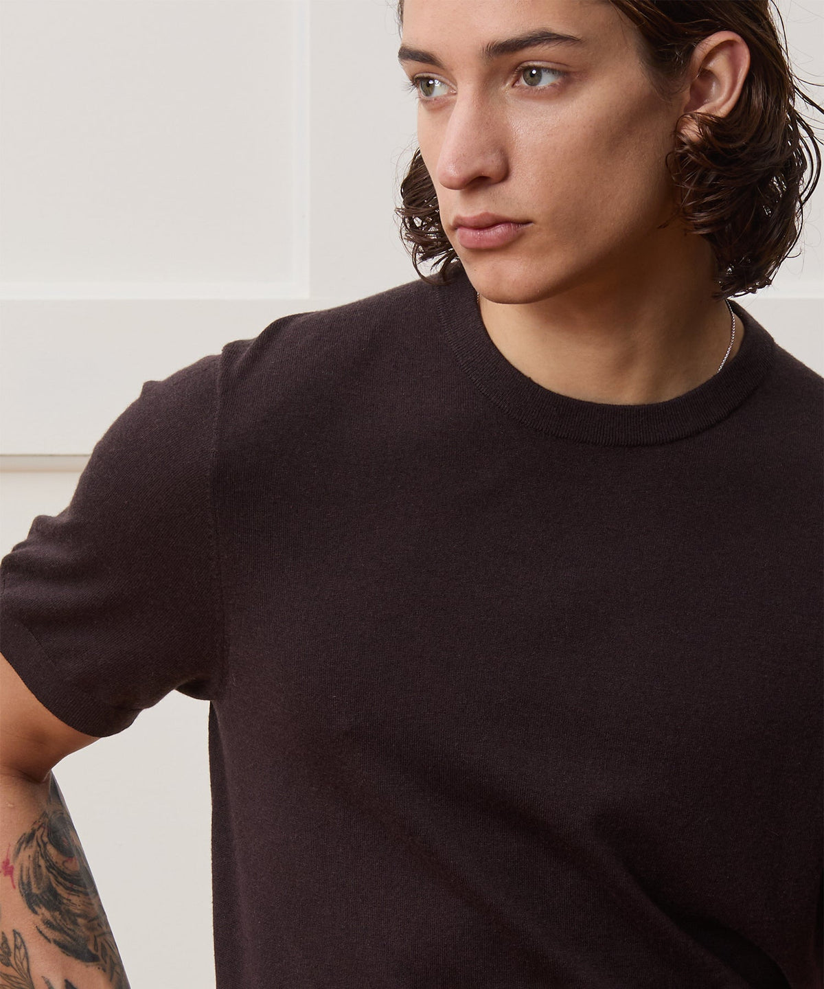 Todd Snyder Silk-Cashmere Sweater Tee - Espresso Bean