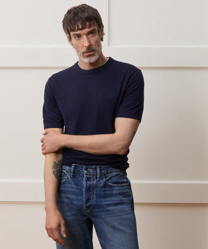 Todd Snyder Silk-Cashmere Sweater Tee - Navy
