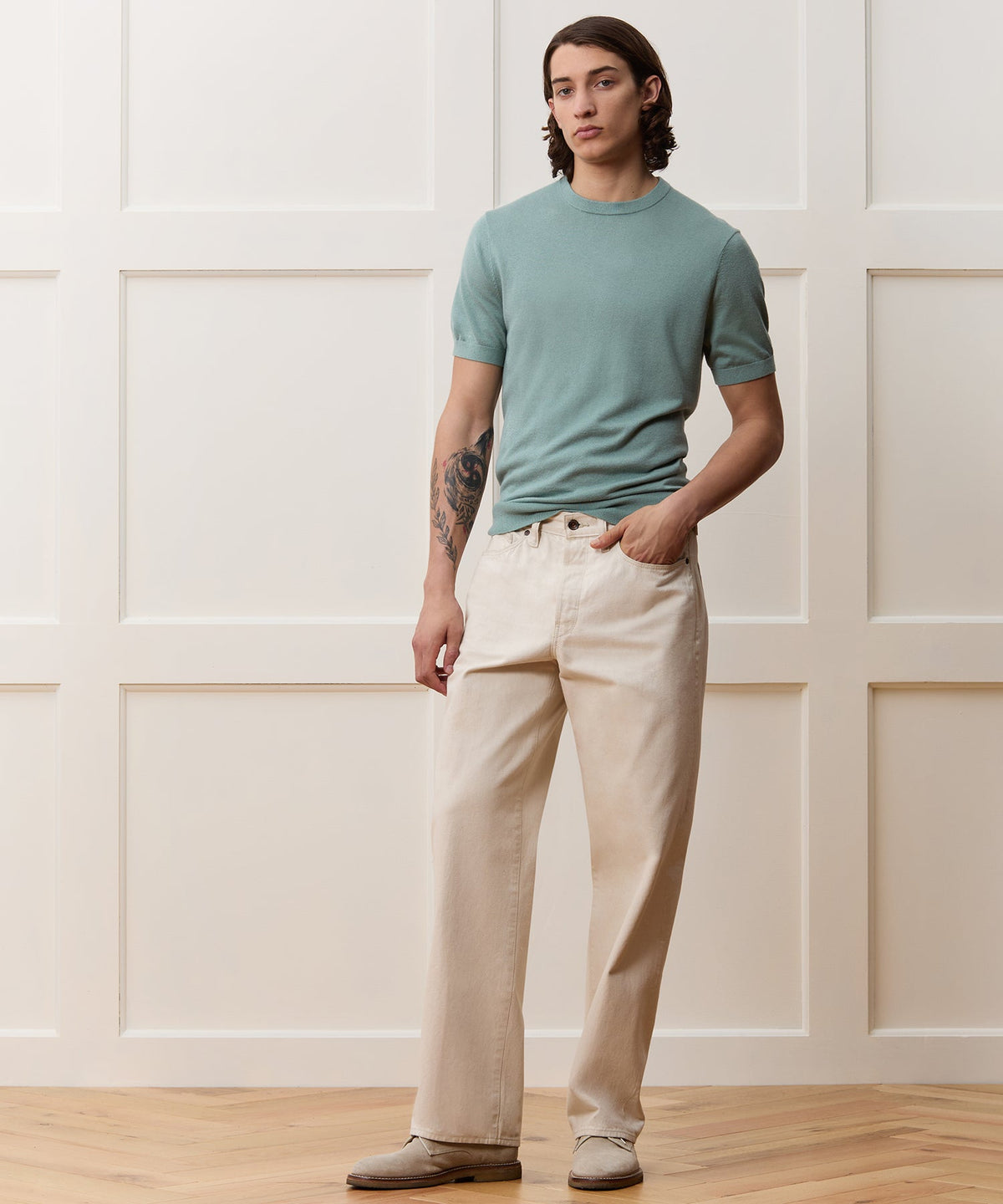 Todd Snyder Silk-Cashmere Sweater Tee - Antique Teal