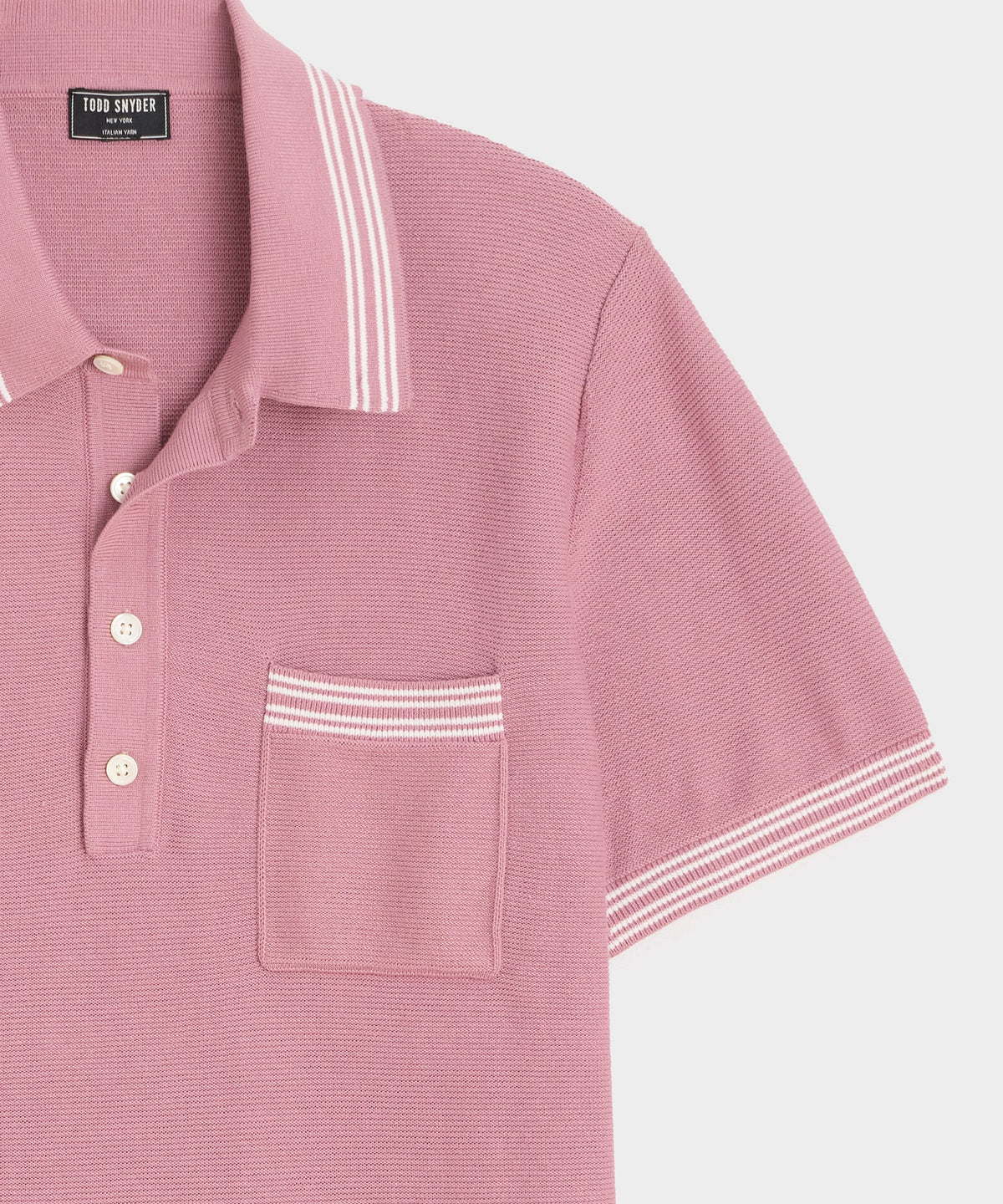 Todd Snyder Tipped Waffle Sweater Polo - Rose Quartz