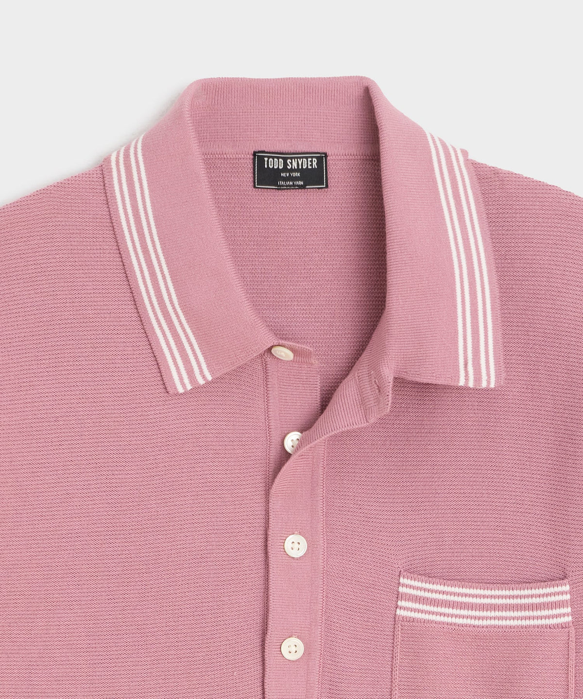 Todd Snyder Tipped Waffle Sweater Polo - Rose Quartz
