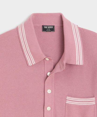 Todd Snyder Tipped Waffle Sweater Polo - Rose Quartz
