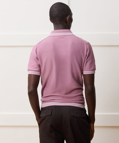 Todd Snyder Tipped Waffle Sweater Polo - Rose Quartz