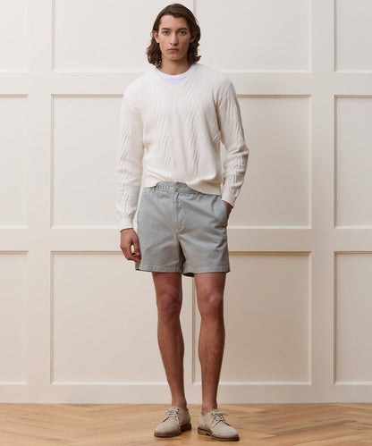 Todd Snyder Cotton V-Neck Fisherman Sweater - New White