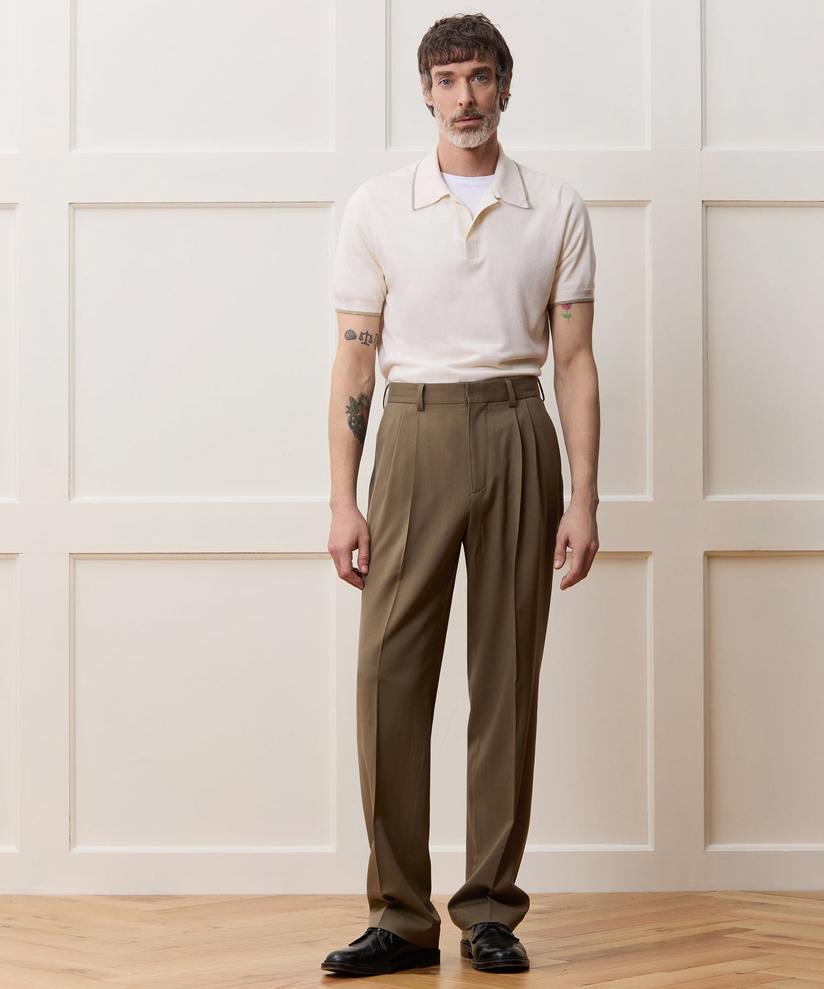 Todd Snyder Silk-Cashmere Tipped Montauk Sweater Polo - Bisque