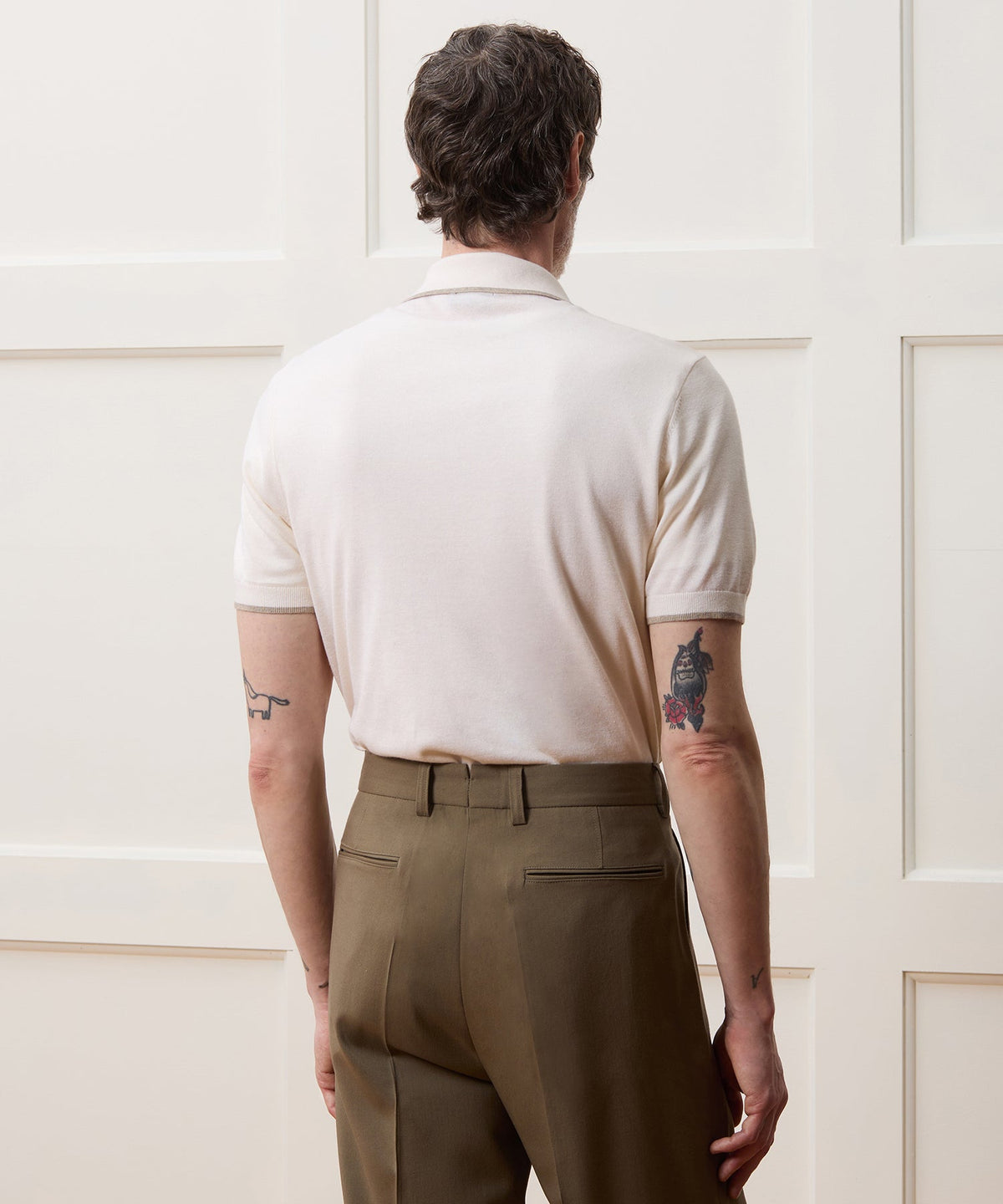 Todd Snyder Silk-Cashmere Tipped Montauk Sweater Polo - Bisque