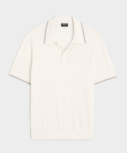 Todd Snyder Silk-Cashmere Tipped Montauk Sweater Polo - Bisque