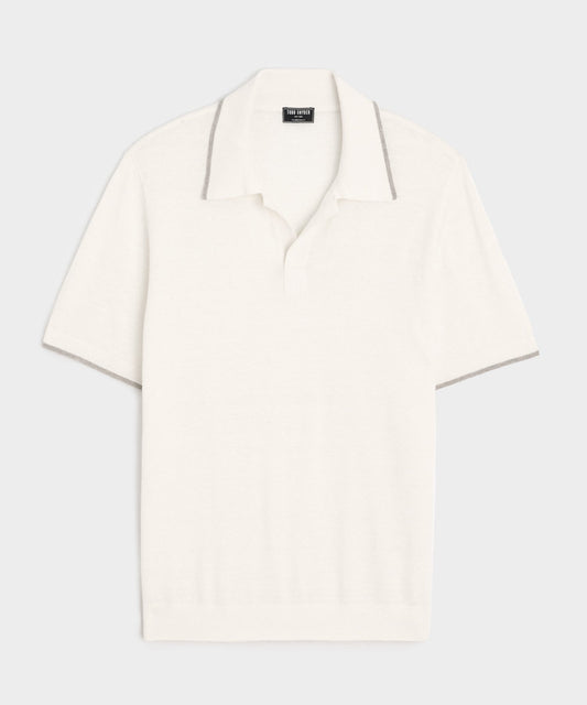 Todd Snyder Silk-Cashmere Tipped Montauk Sweater Polo - Bisque