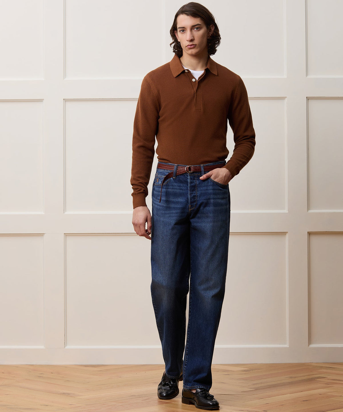 Todd Snyder Vista Sweater Polo - Cigar