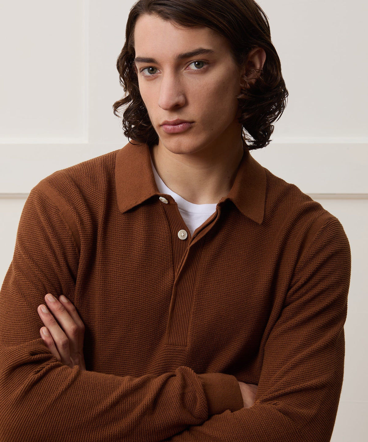 Todd Snyder Vista Sweater Polo - Cigar