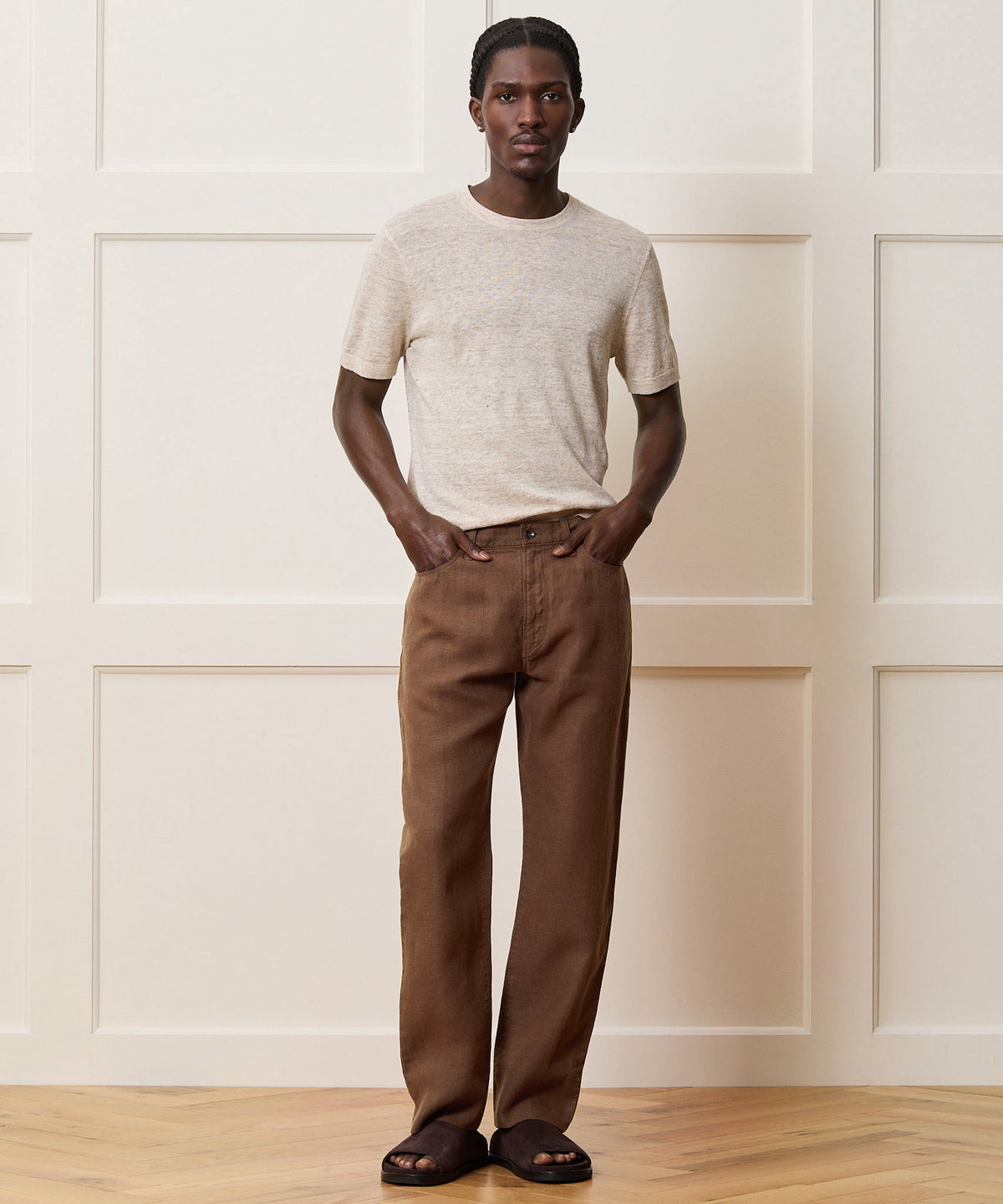 Todd Snyder Relaxed Linen Sweater Tee - Chalk