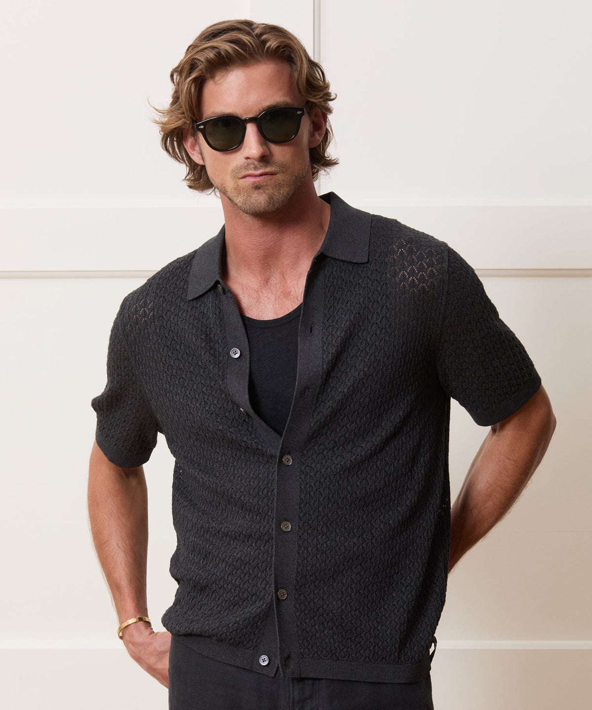 Todd Snyder Silk-Cotton Sweater Polo - Charcoal
