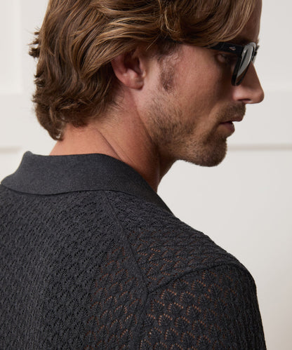 Todd Snyder Silk-Cotton Sweater Polo - Charcoal