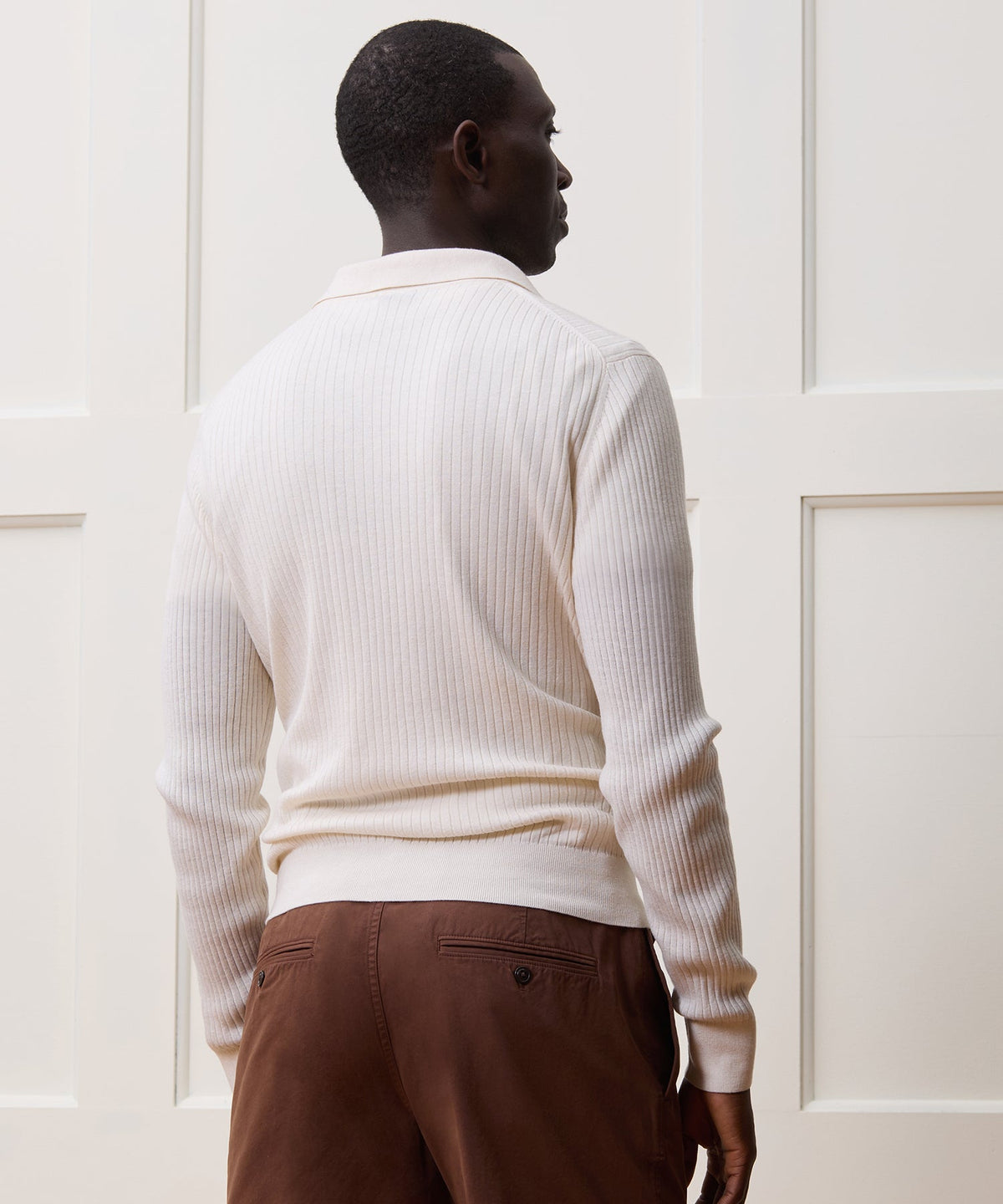 Todd Snyder Silk-Cashmere Ribbed Montauk Sweater Polo - Bisque