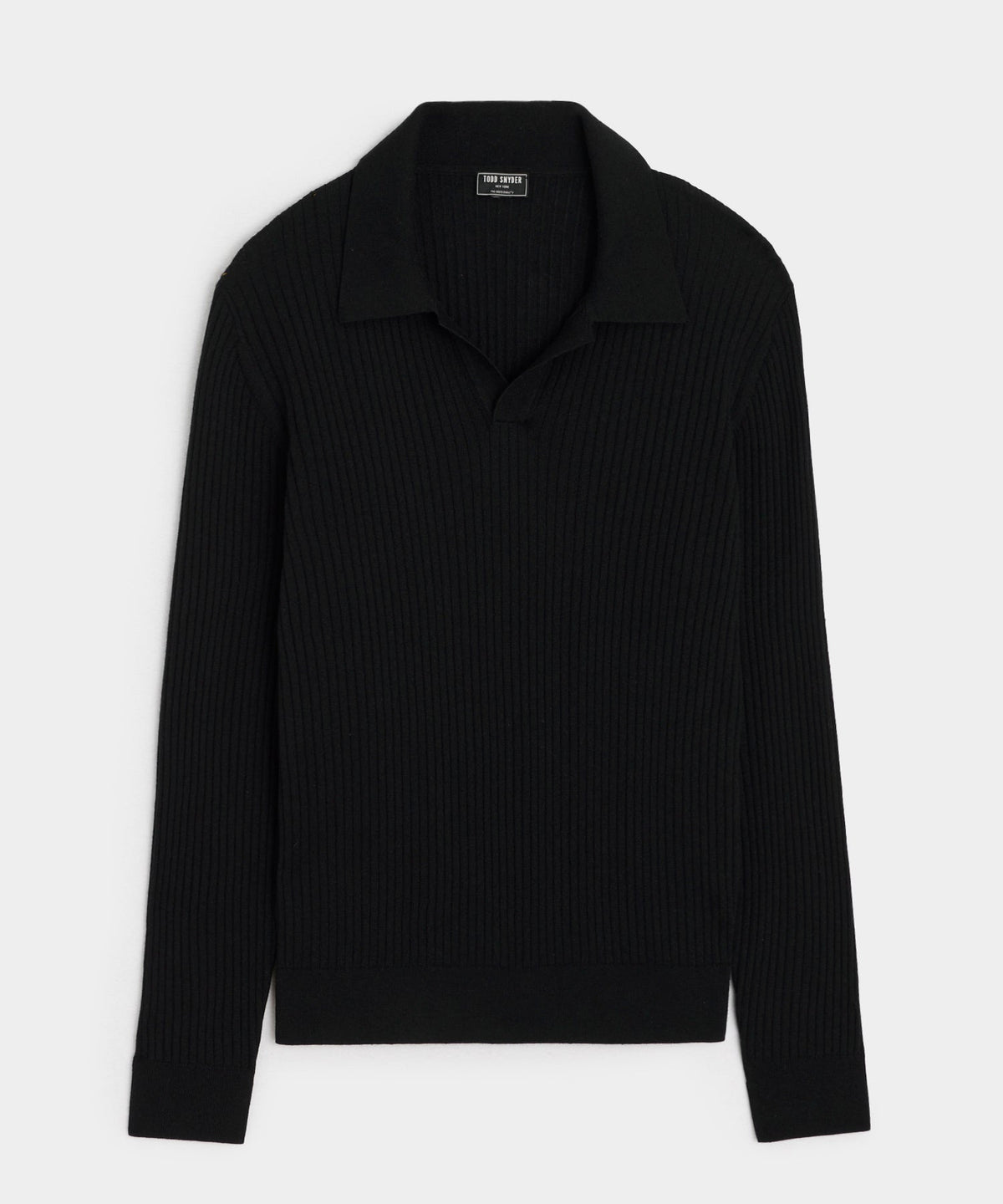 Todd Snyder Silk-Cashmere Ribbed Montauk Sweater Polo - Black