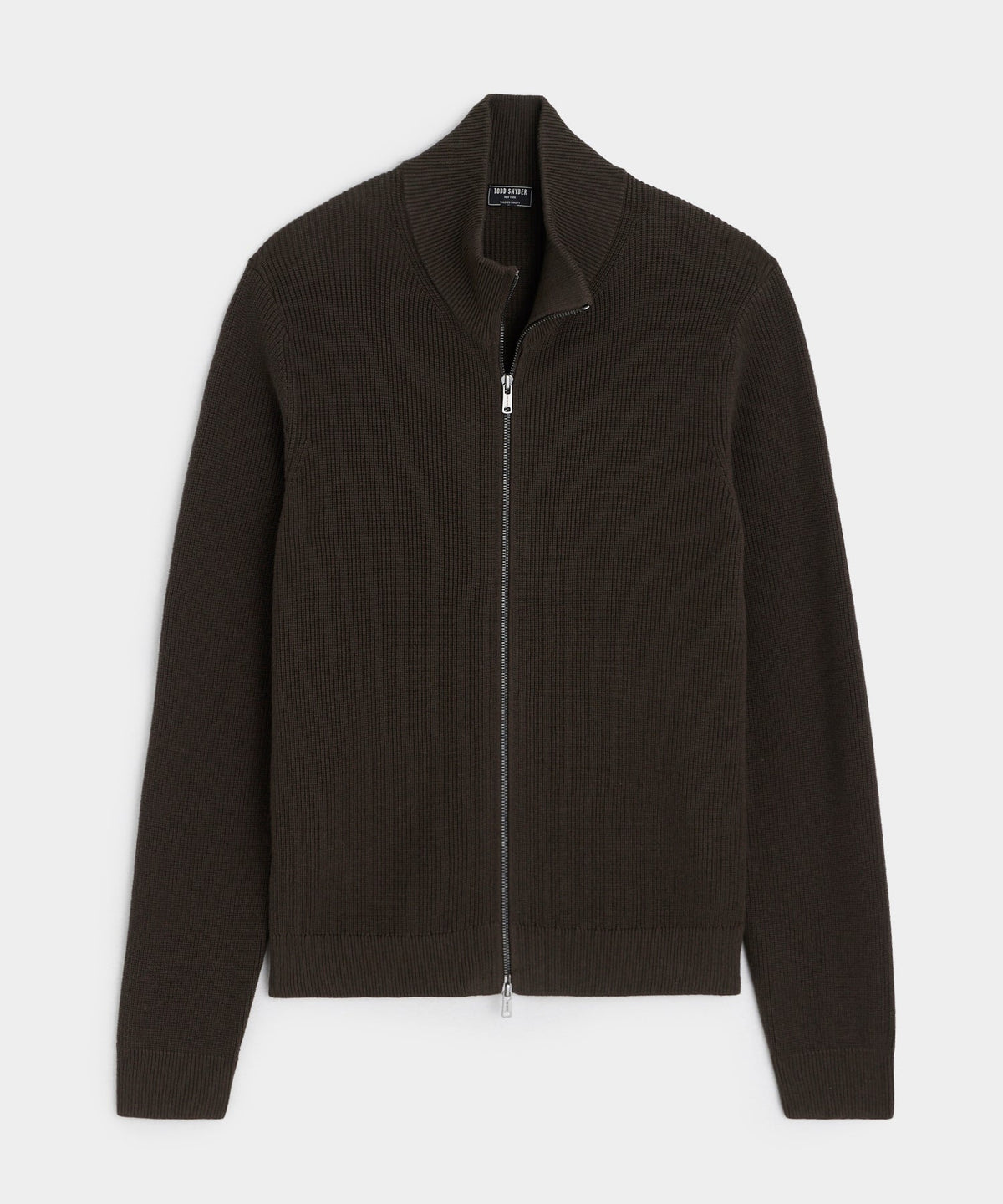 Todd Snyder Beechwood Full-Zip Sweater - Espresso Bean