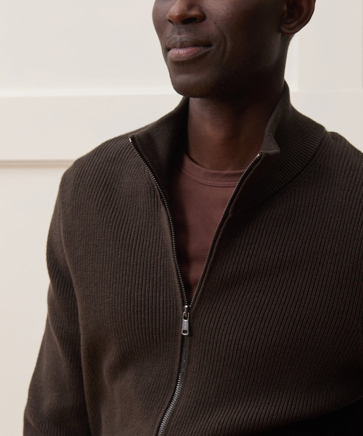 Todd Snyder Beechwood Full-Zip Sweater - Espresso Bean