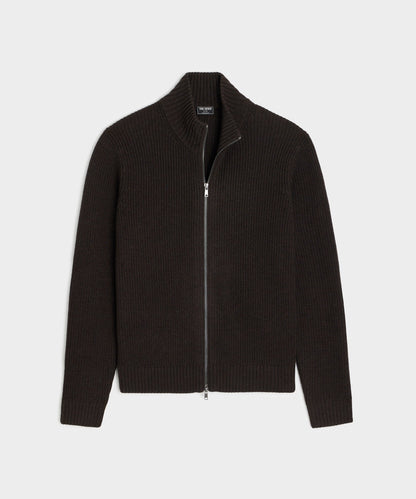 Todd Snyder MERINO FULL ZIP SWEATER-Brown - Brown