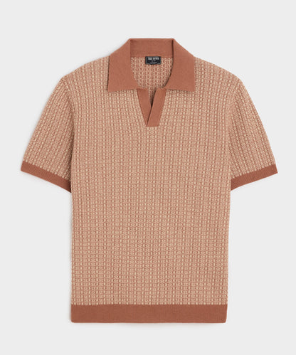 Todd Snyder Linen Geometric Montauk Sweater Polo - Baja Dunes