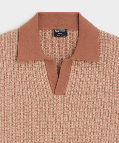 Todd Snyder Linen Geometric Montauk Sweater Polo - Baja Dunes