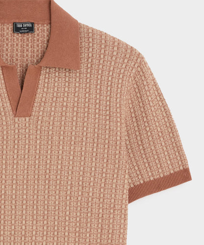 Todd Snyder Linen Geometric Montauk Sweater Polo - Baja Dunes