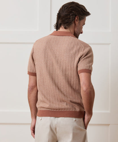 Todd Snyder Linen Geometric Montauk Sweater Polo - Baja Dunes
