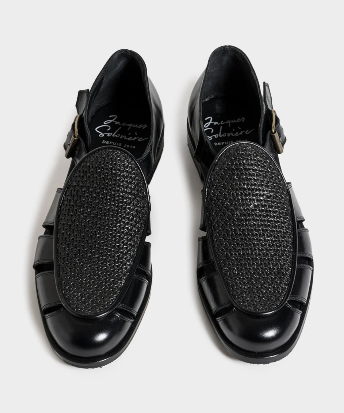 Todd Snyder Jacques Solovière Franck Raffia Fisherman Sandal - Black