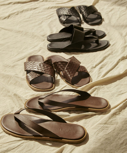 Todd Snyder Porto Leather Thong Sandal - Brown