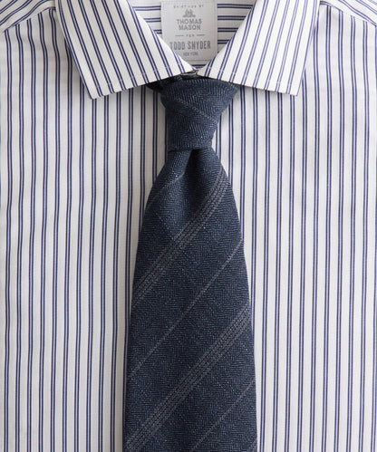 Todd Snyder Italian Wool-Linen Stripe Tie - Navy