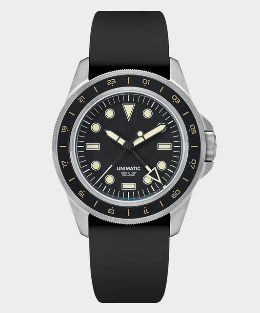 Todd Snyder UNIMATIC U1-GMT-DHB Heritage Diver Watch - Black