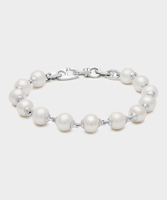 Todd Snyder Maor Sterling Silver Consi Bracelet with White Pearls - Silver