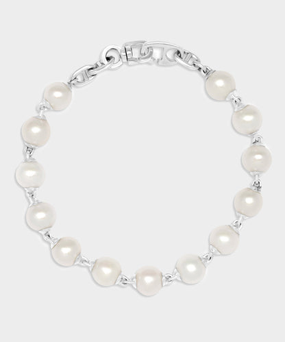 Todd Snyder Maor Sterling Silver Consi Bracelet with White Pearls - Silver