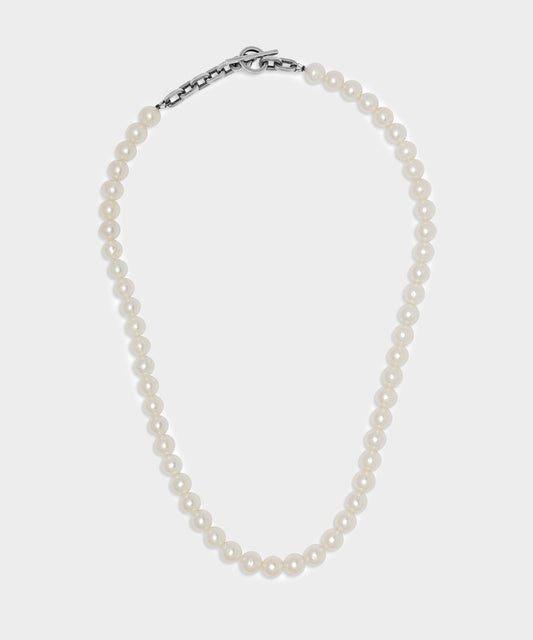 Todd Snyder Maor Silver Perla Linka Necklace with White Pearls - Silver