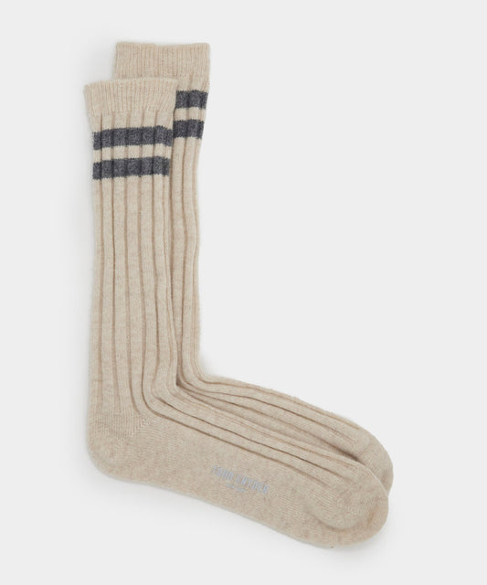 Todd Snyder Striped Cashmere Sock - Oatmeal