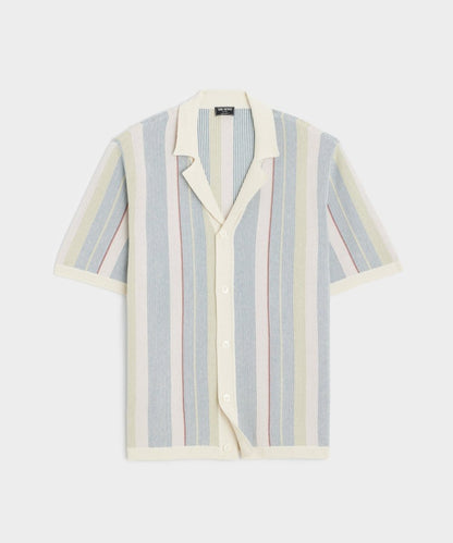 Todd Snyder Cotton Silk Stripe Bungalow Polo - Dusty Lavender