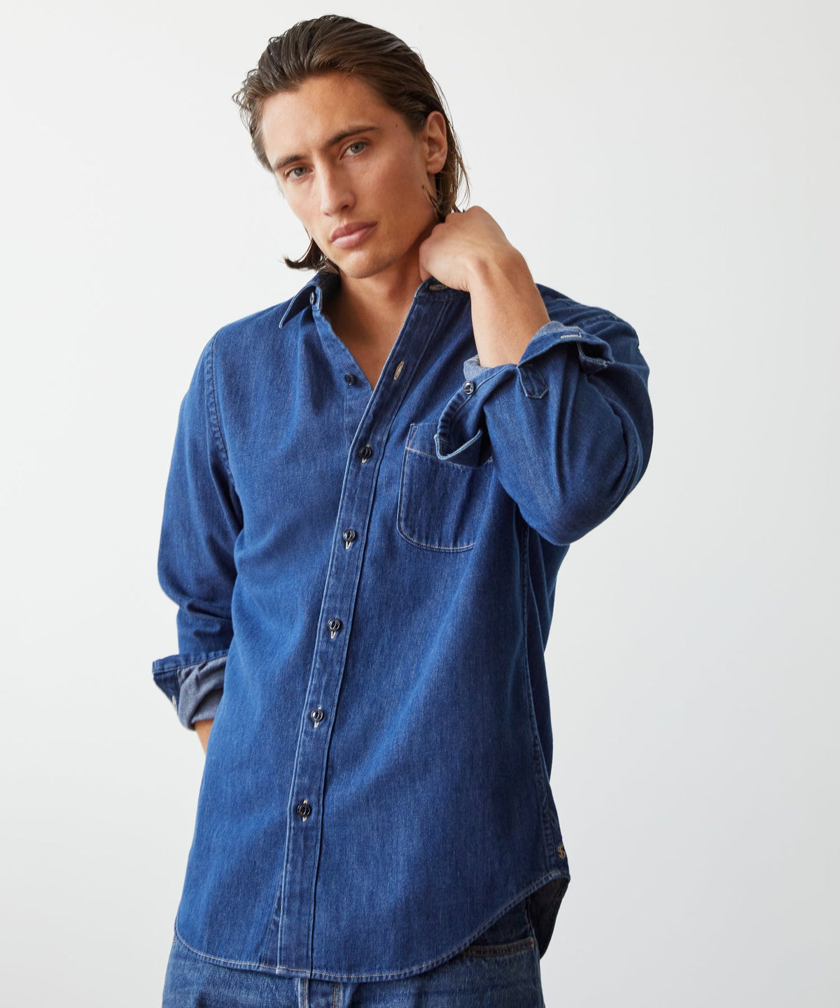 Todd Snyder Denim Point Collar Shirt - Indigo