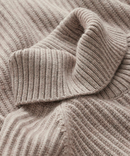 Todd Snyder Fisherman Stitch Ribbed Turtleneck - Desert Beige