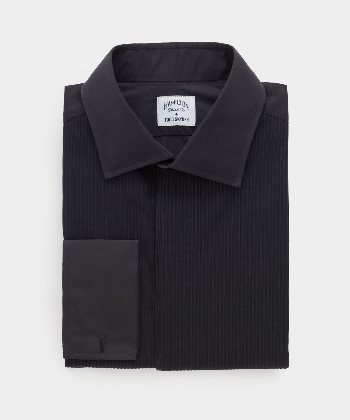 Todd Snyder Hamilton + Todd Snyder Cotton Pleated Spread Collar Tuxedo Shirt - Black