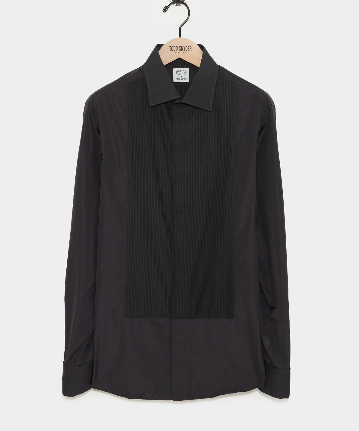 Todd Snyder Hamilton + Todd Snyder Cotton Pleated Spread Collar Tuxedo Shirt - Black