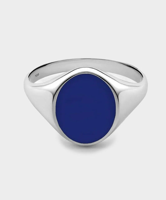 Todd Snyder Miansai Sterling Silver Heritage Ring with Enamel - Blue