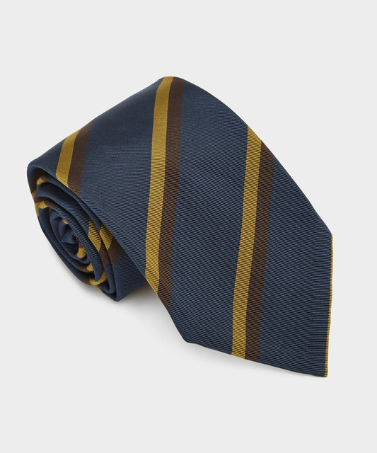 Todd Snyder Italian Blue Gold Duo Stripe Tie - Blue