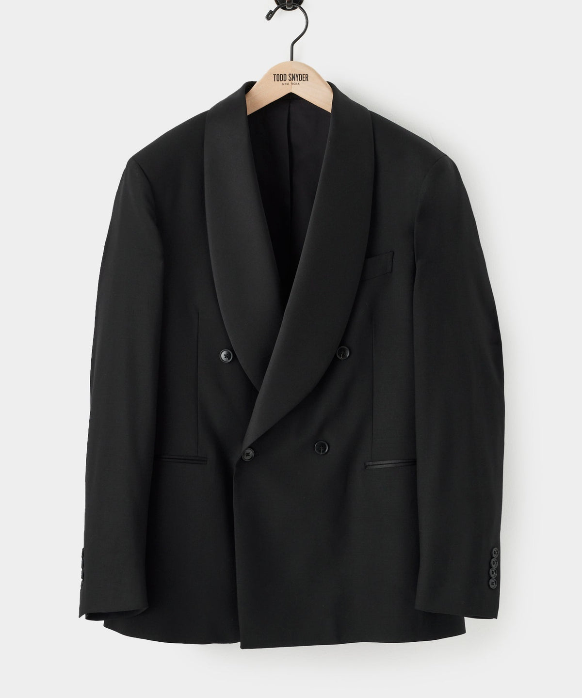Todd Snyder Italian Wool Double-Breasted Shawl Tuxedo Jacket - Black
