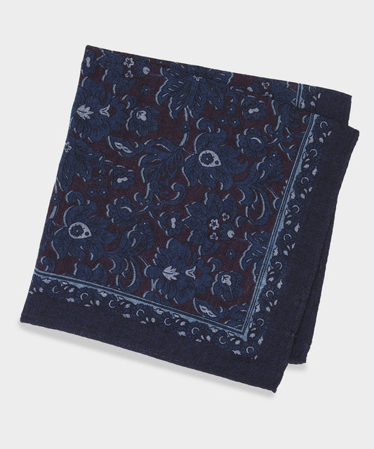 Todd Snyder Italian Indigo Floral Pocket Square - Indigo